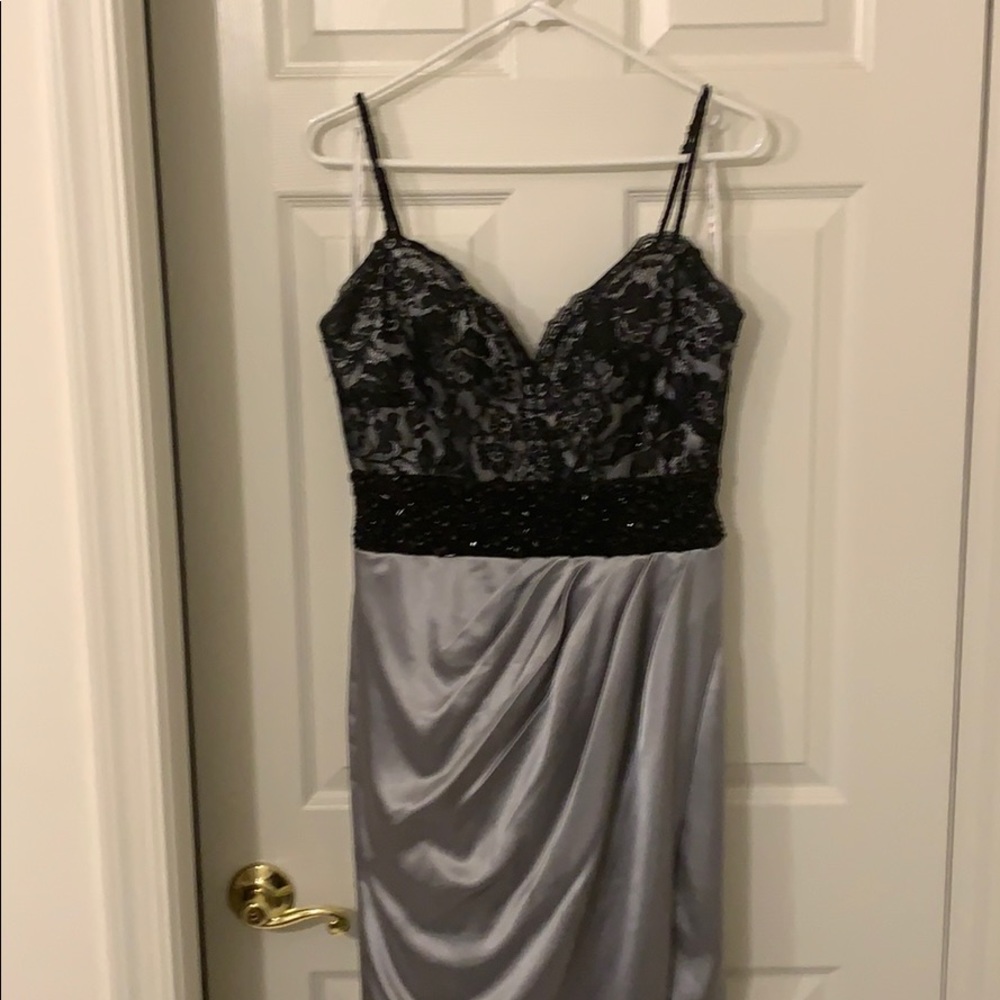 Black and silver prom dress
